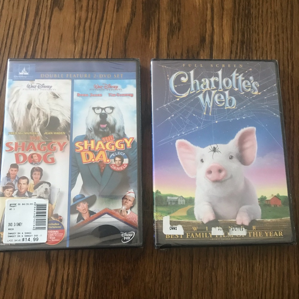 2 New DVDs Charlottes Web and THe Shaggy Dog